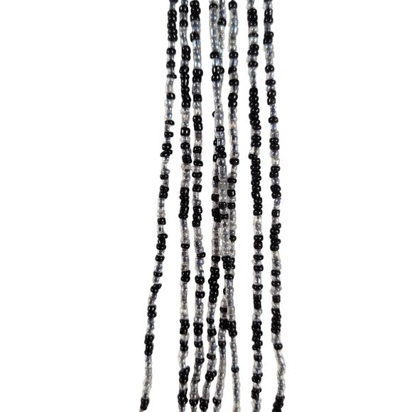 48" Long Black Gray Seed Bead Necklace Boho Multistrand India Handmade NEW - Picture 4 of 9